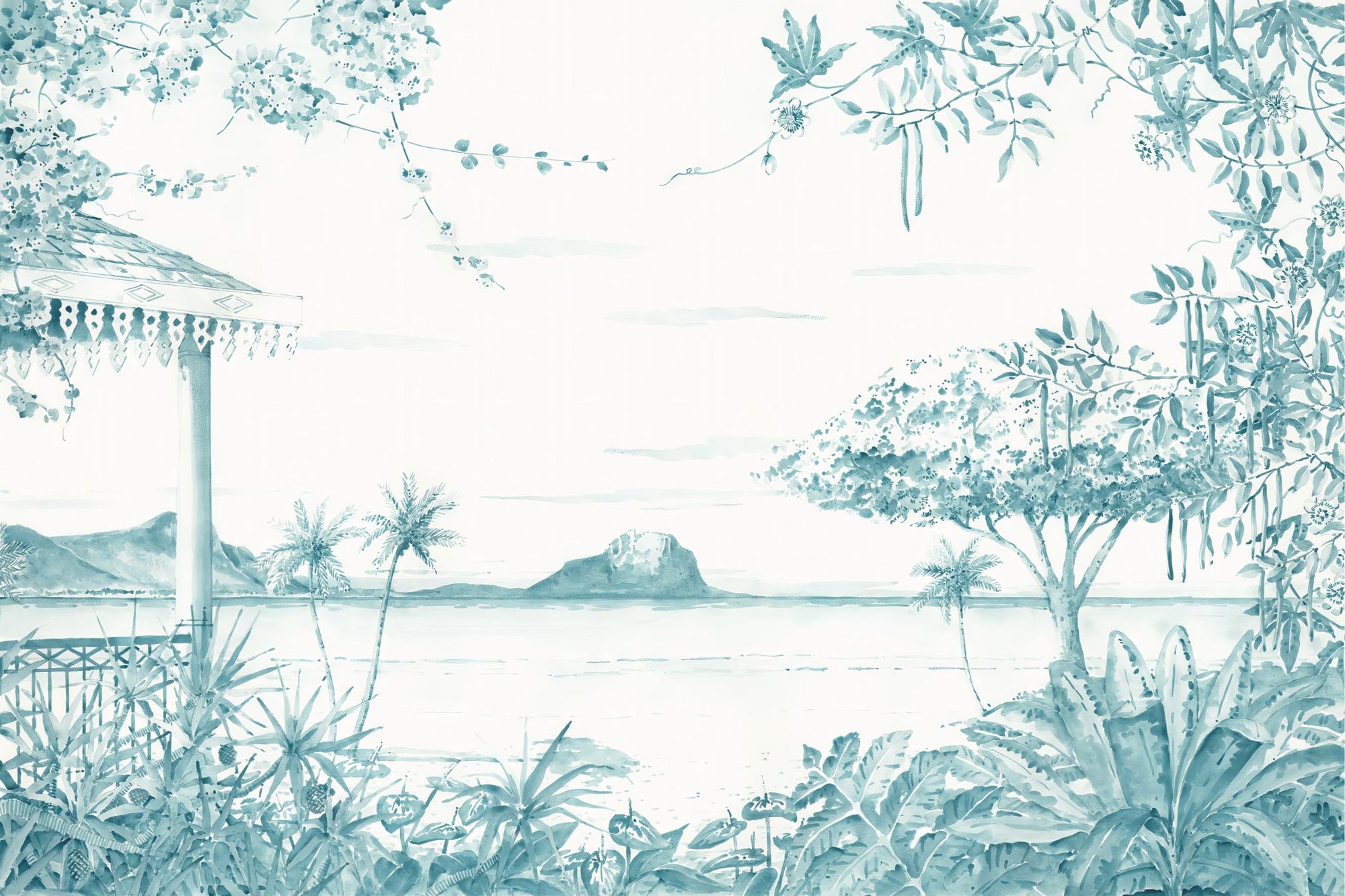 Coastal Paradise Botanical Wallpaper