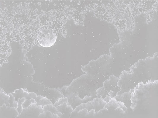 Moonlit Serenity Grey Wallpaper