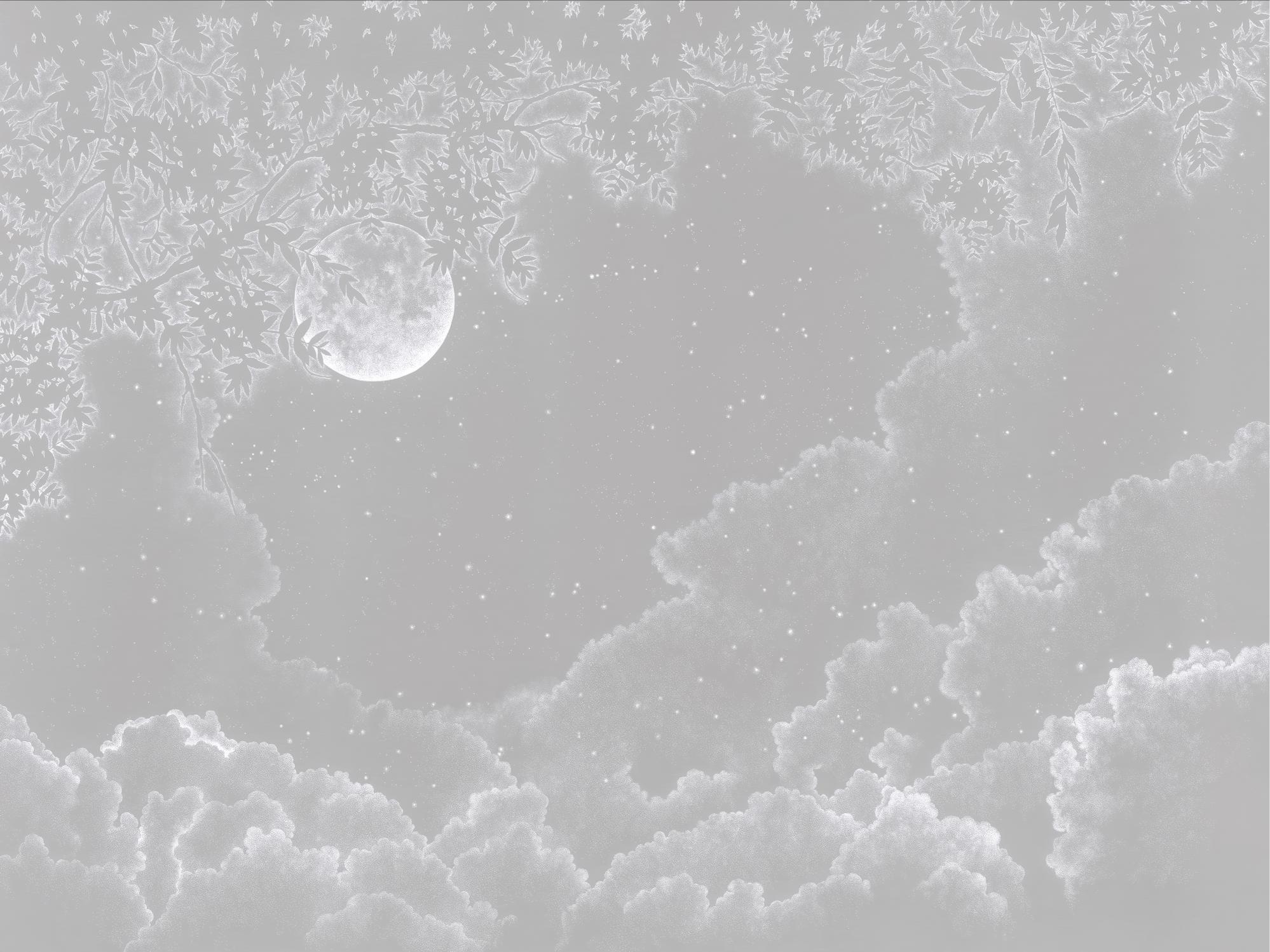 Moonlit Serenity Grey Wallpaper