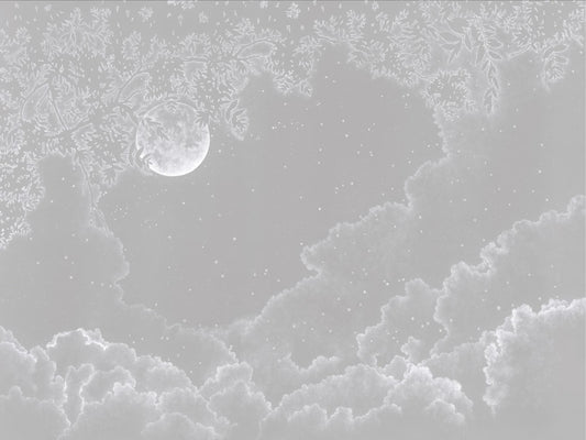 Moonlit Serenity Grey Wallpaper