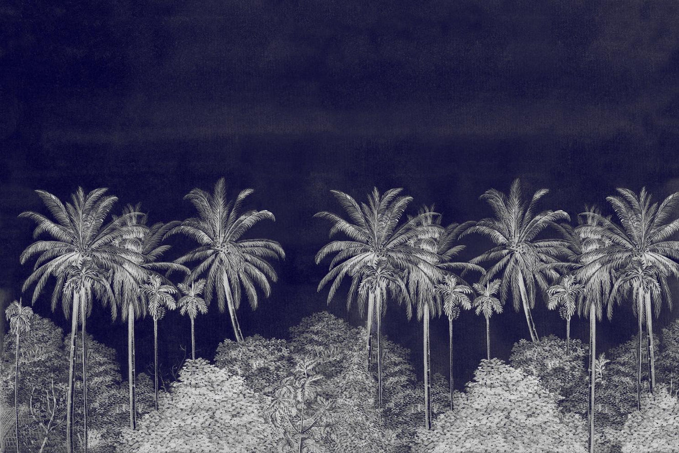 Moonlit Jungle Palm Scene Wallpaper