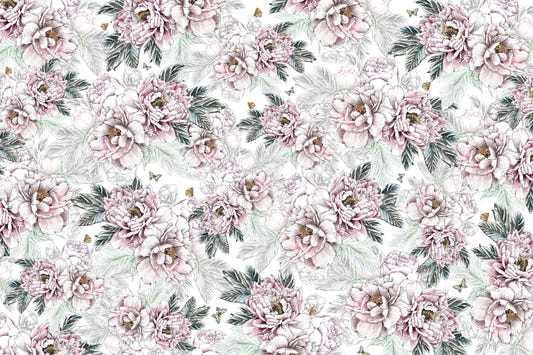 Romantic Vintage Peony Floral Wallpaper