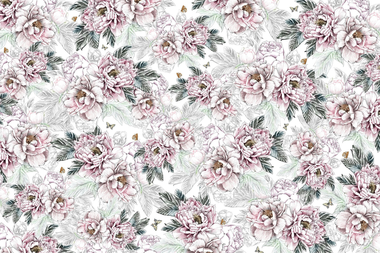 Romantic Vintage Peony Floral Wallpaper