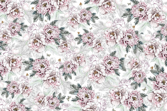 Romantic Vintage Peony Floral Wallpaper