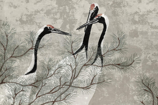 Tranquil Cranes and Pine Wallpaper