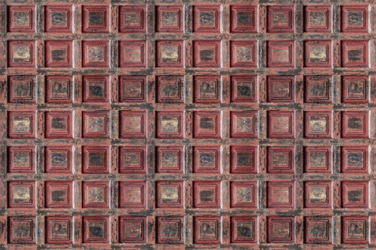 Antique Grid Panel Wallpaper