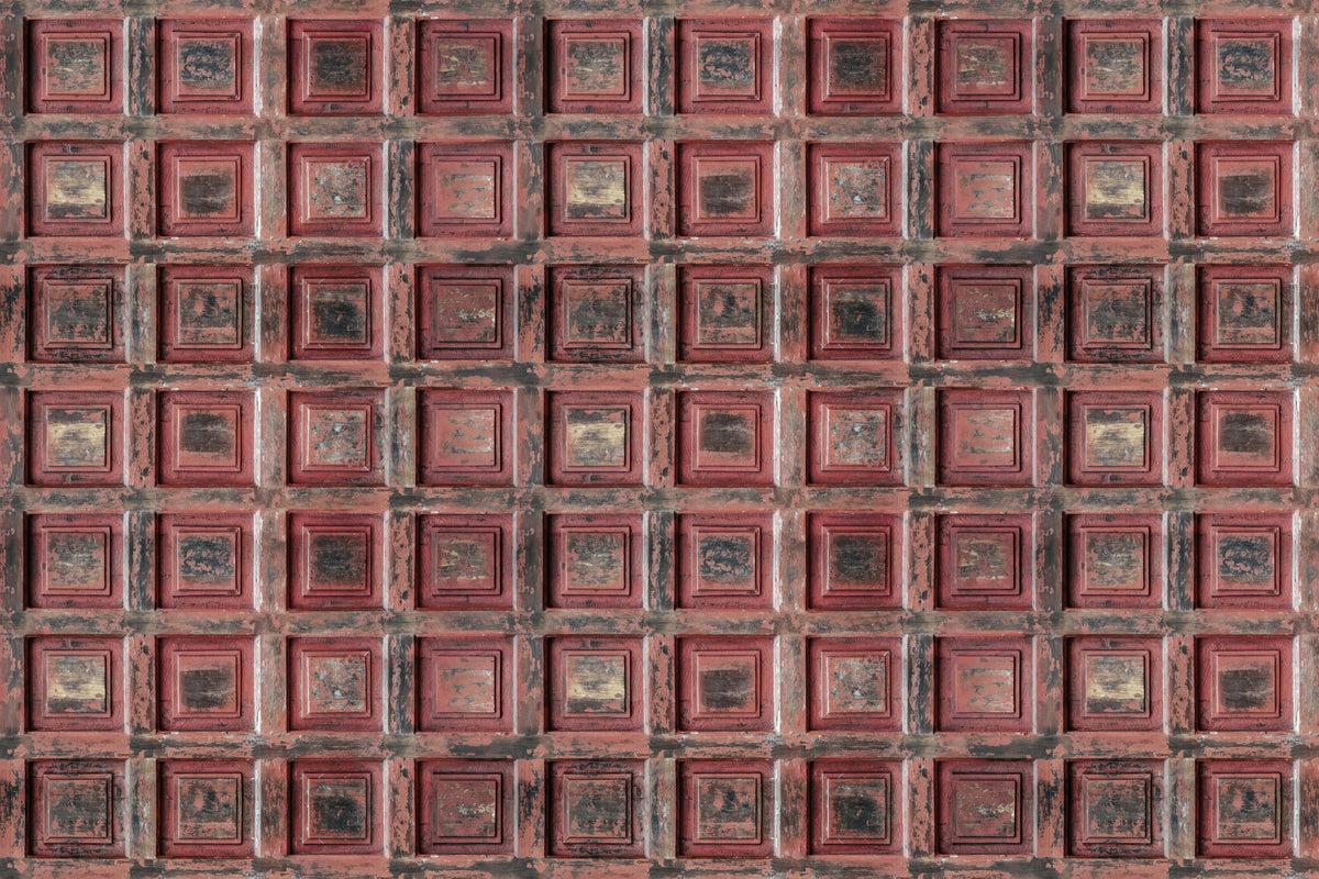 Antique Grid Panel Wallpaper