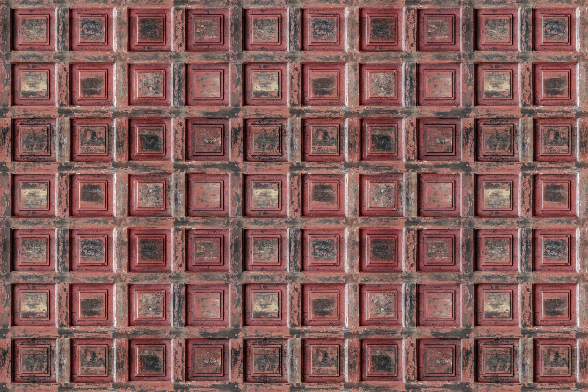 Antique Grid Panel Wallpaper