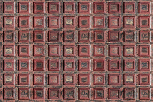 Antique Grid Panel Wallpaper