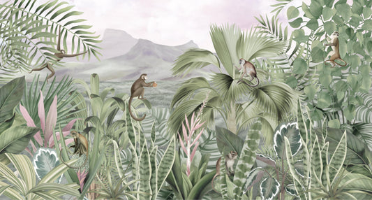 Serene Jungle Monkey Mural Wallpaper