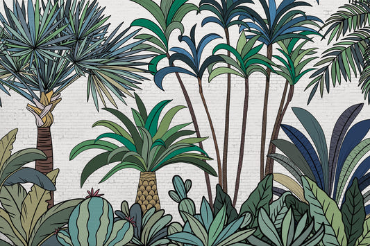 Modern Tropical Palm Vintage Wallpaper