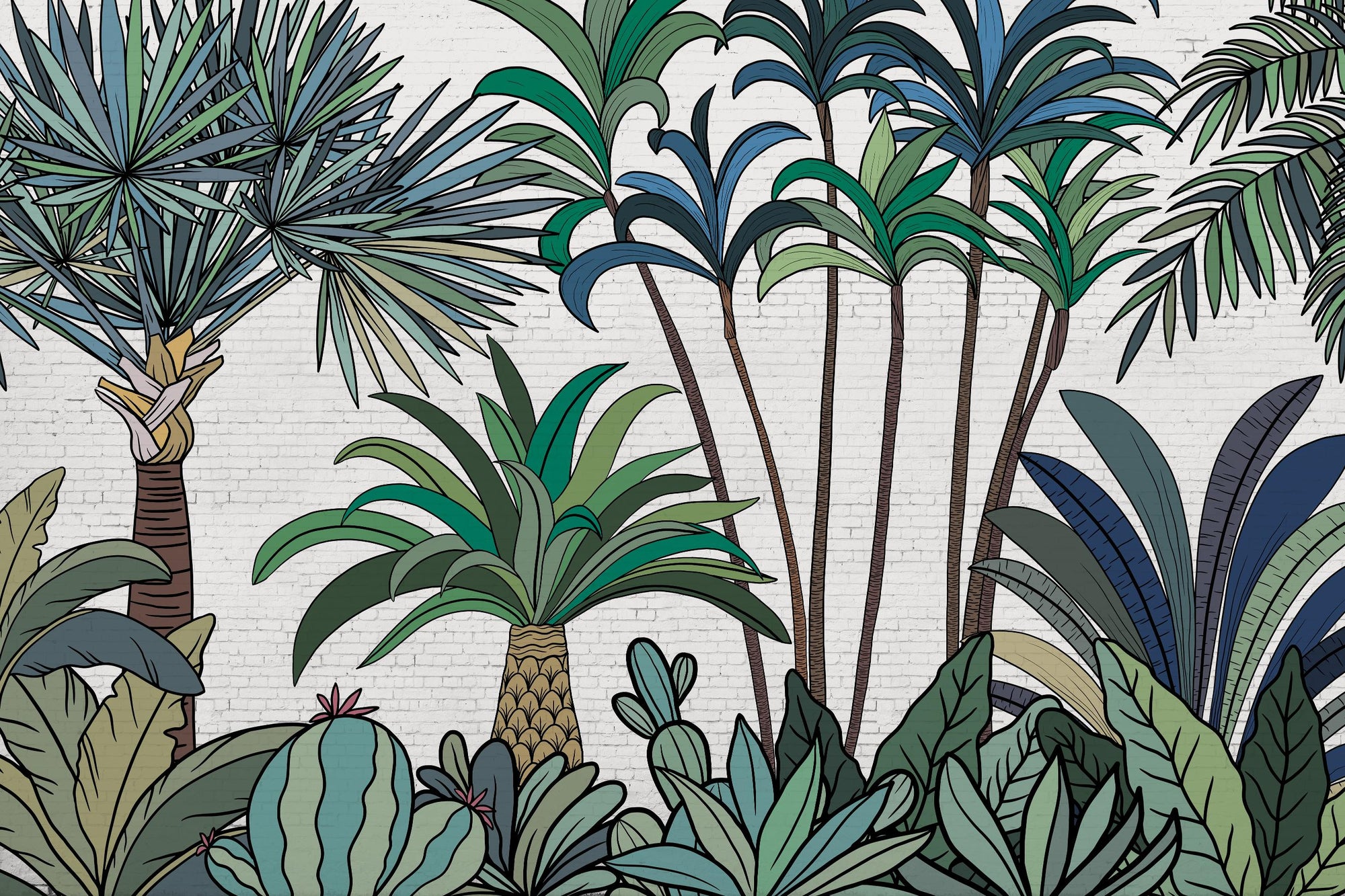 Modern Tropical Palm Vintage Wallpaper
