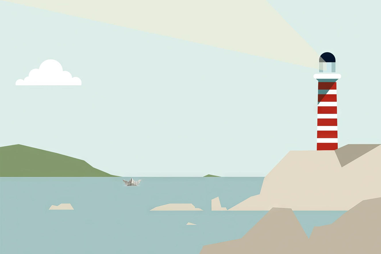 Modern Nautical Lighthouse Wallpaper