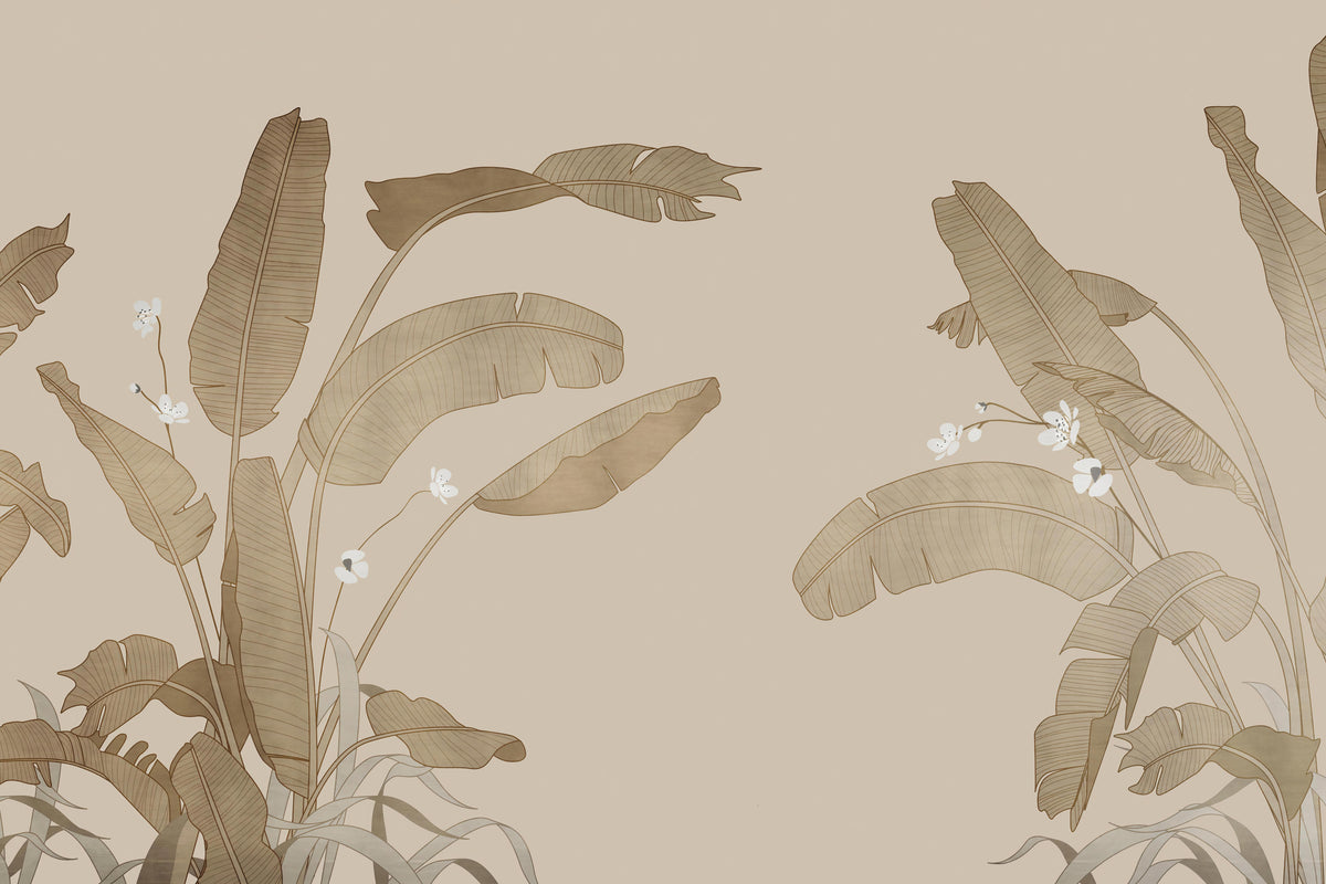 Elegant Botanical Banana Leaf Wallpaper