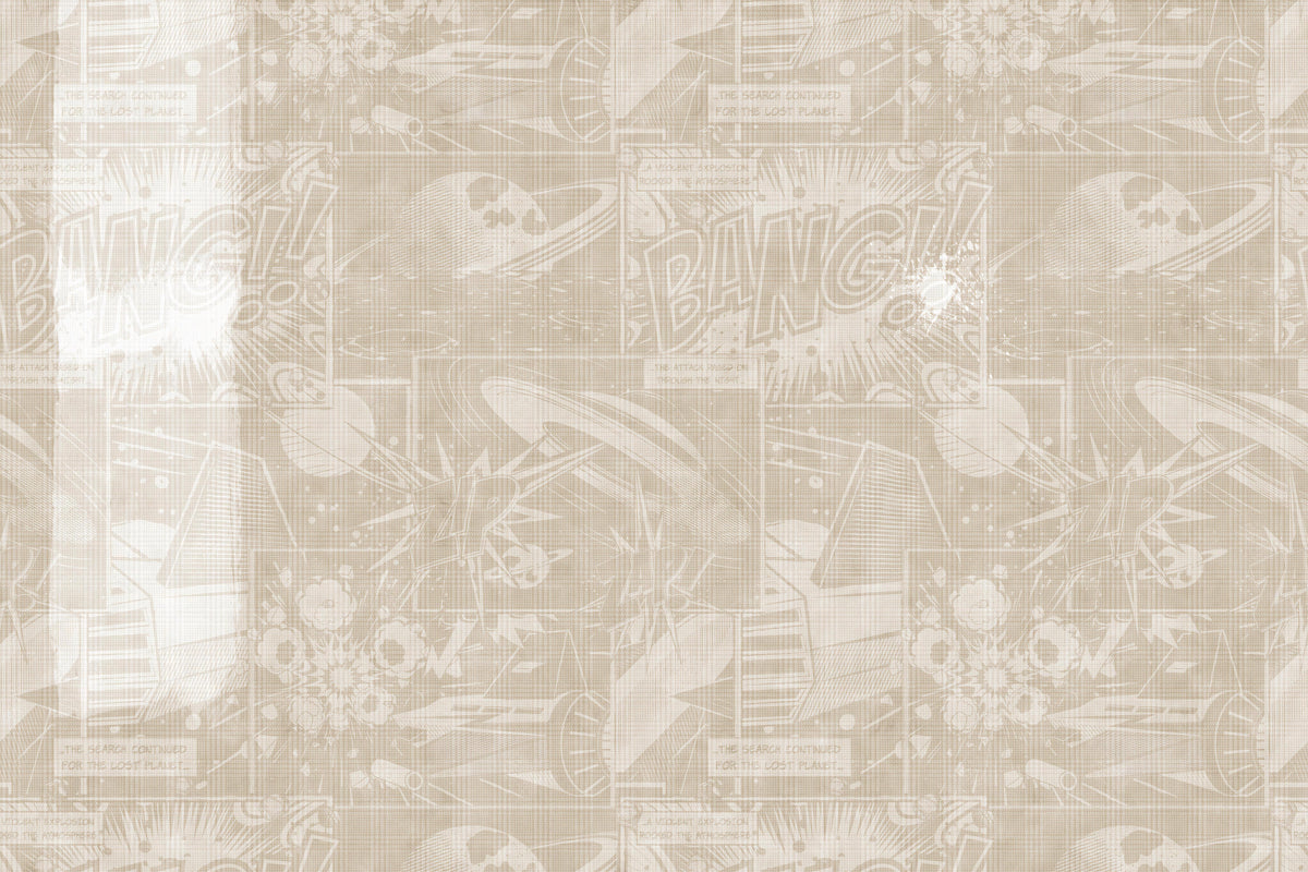 Vintage Beige Comic Space Wallpaper