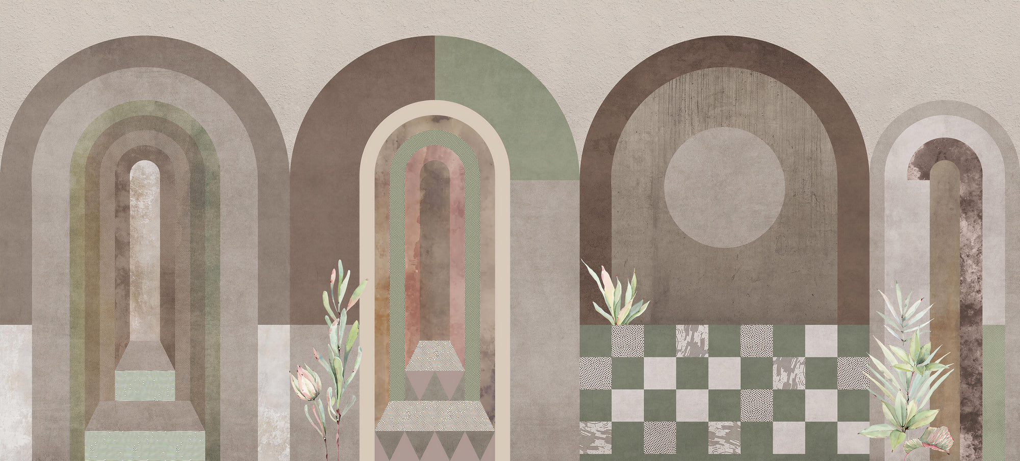 Earthy Abstract Arch Art Wallpaper