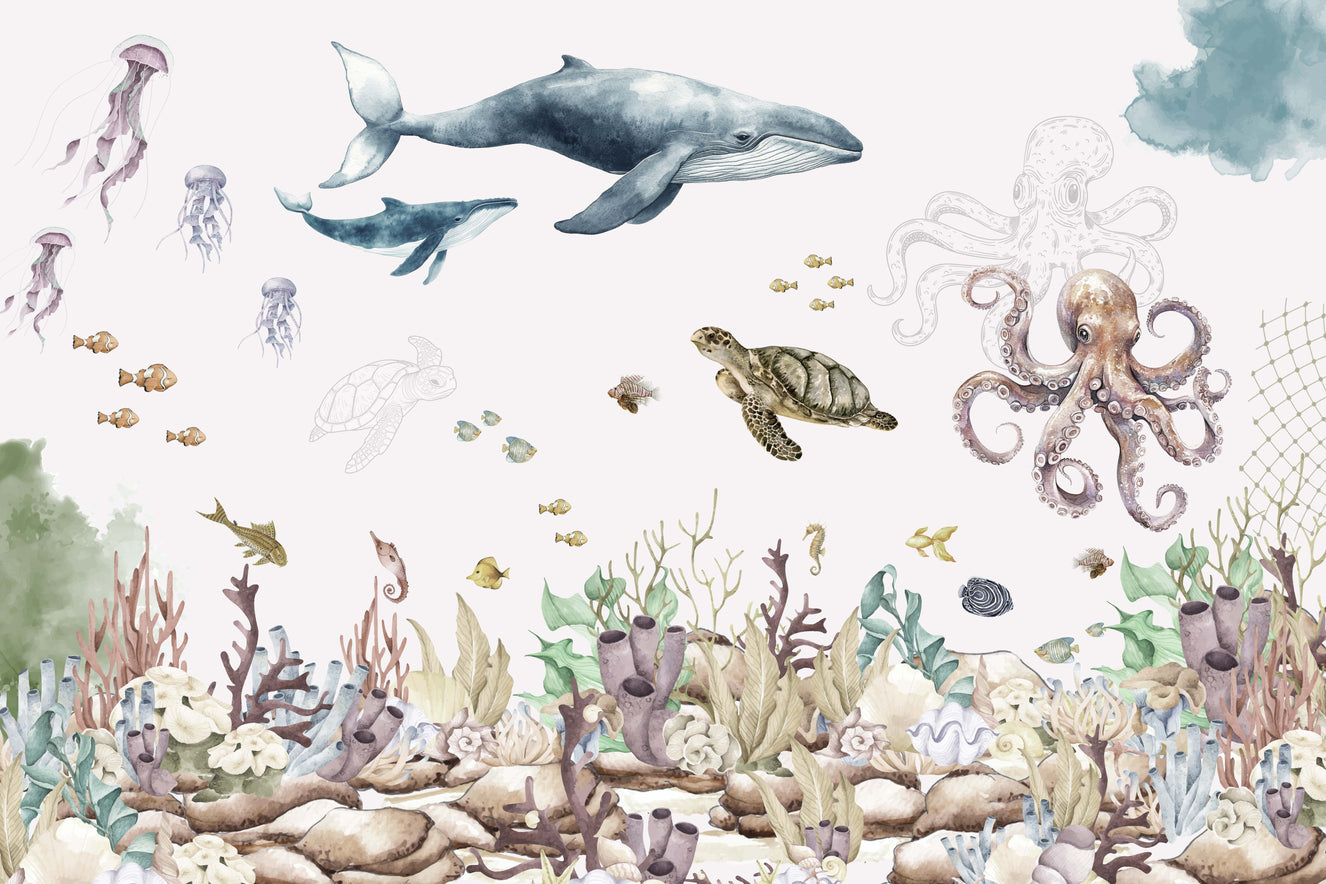 Aquatic Wildlife Theme Wallpaper