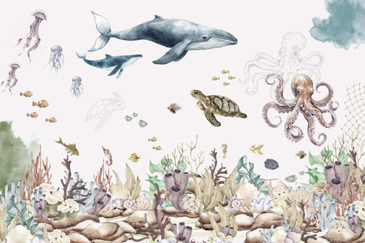 Aquatic Wildlife Theme Wallpaper