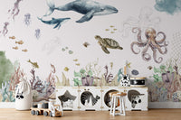 Sea life wallpaper for living spaces
