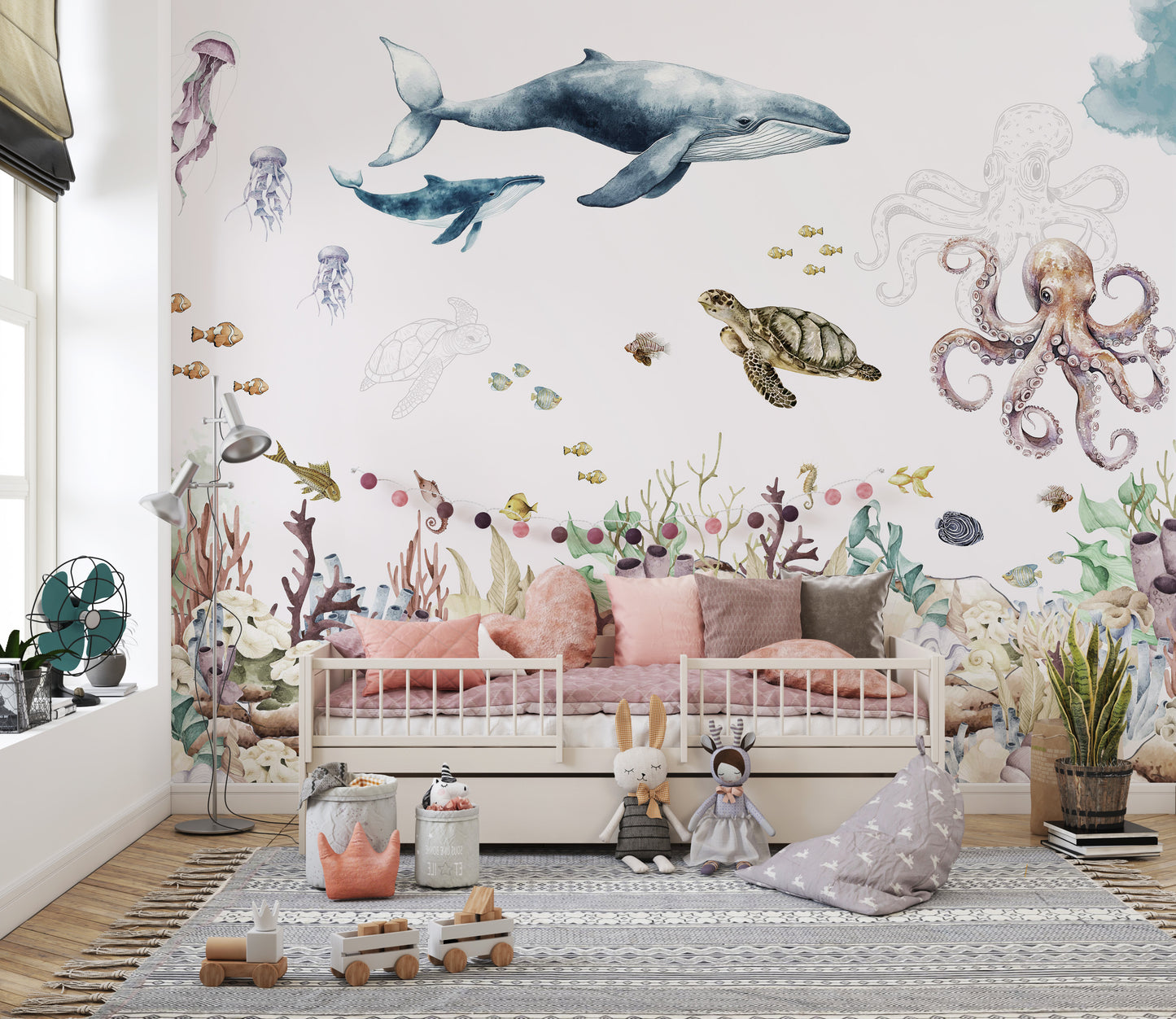 Tropical ocean theme wall covering
