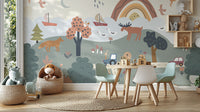 Storybook countryside wallpaper for kids
