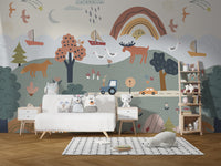 Pastel countryside wallpaper for nursery
