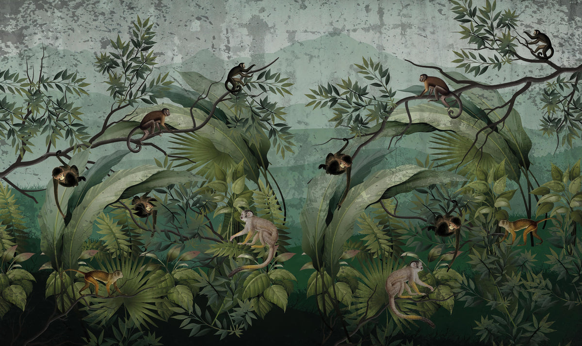 Jungle Canopy Monkey Wallpaper in your room — zoomed
