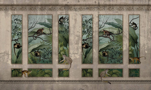 Antique Jungle Monkey Wallpaper