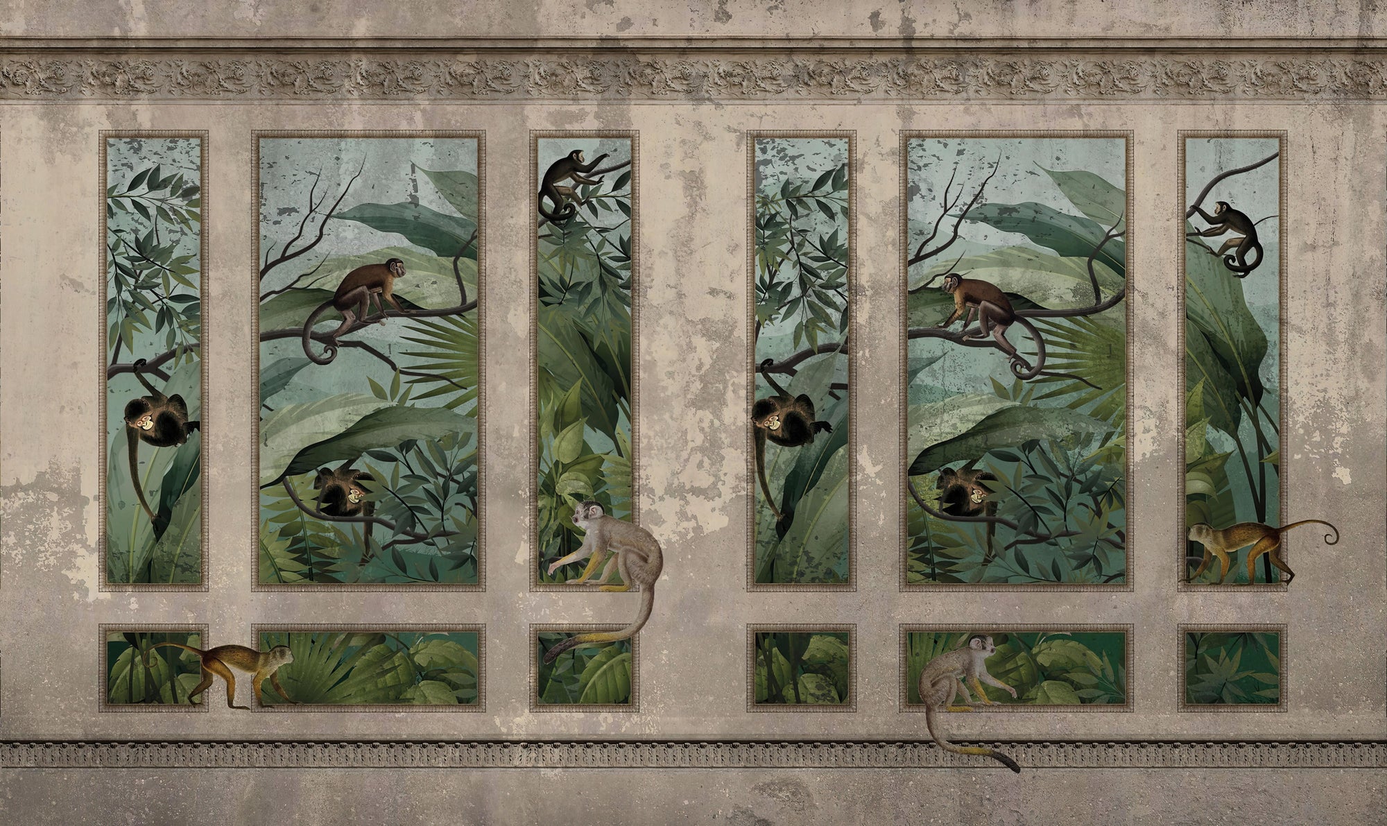 Antique Jungle Monkey Wallpaper