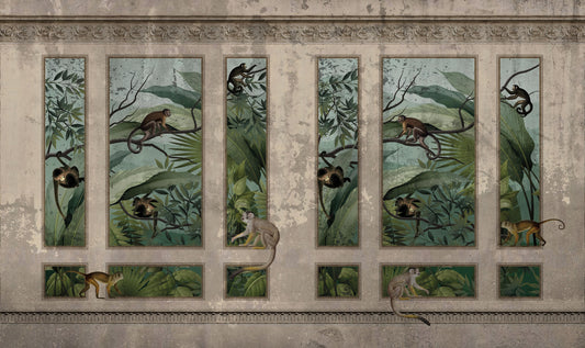 Antique Jungle Monkey Wallpaper