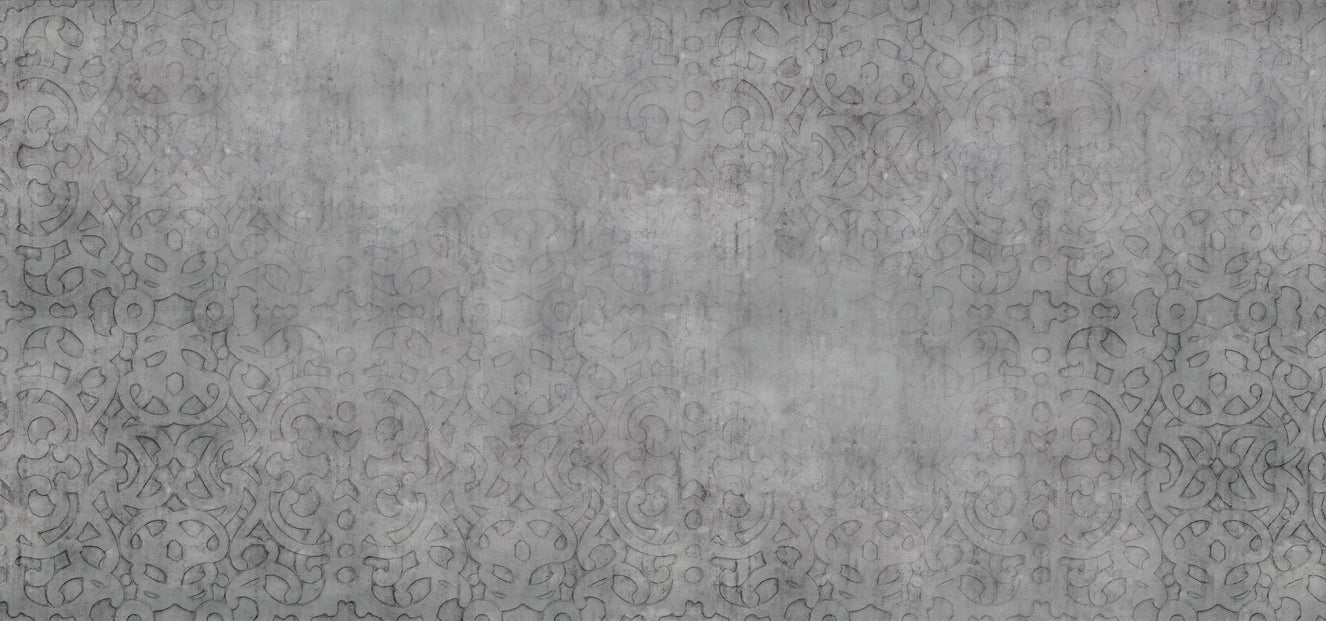 Textured Grey Ornate Leaf Wallpaper