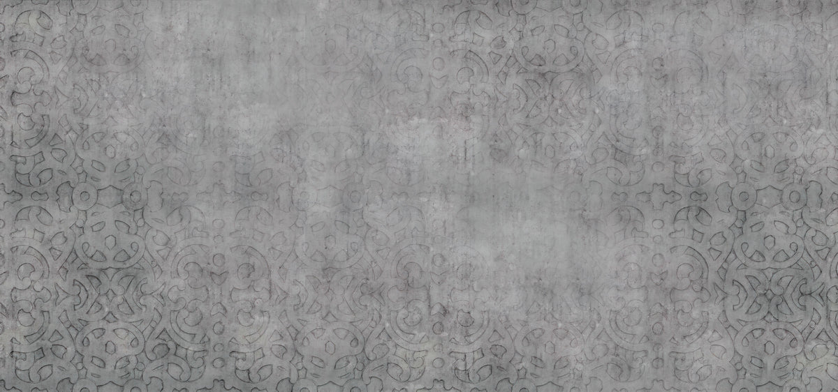 Textured Grey Ornate Leaf Wallpaper in your room — zoomed