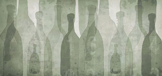 Muted Green Bottle Silhouette Wallpaper