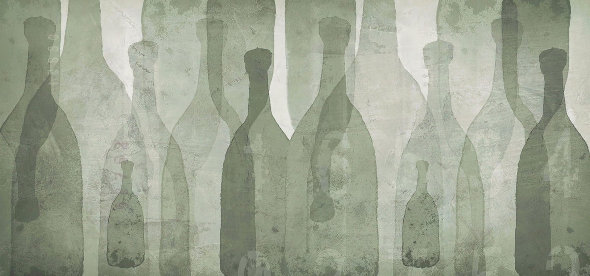 Muted Green Bottle Silhouette Wallpaper