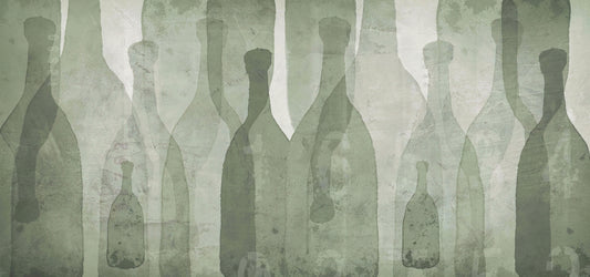 Muted Green Bottle Silhouette Wallpaper