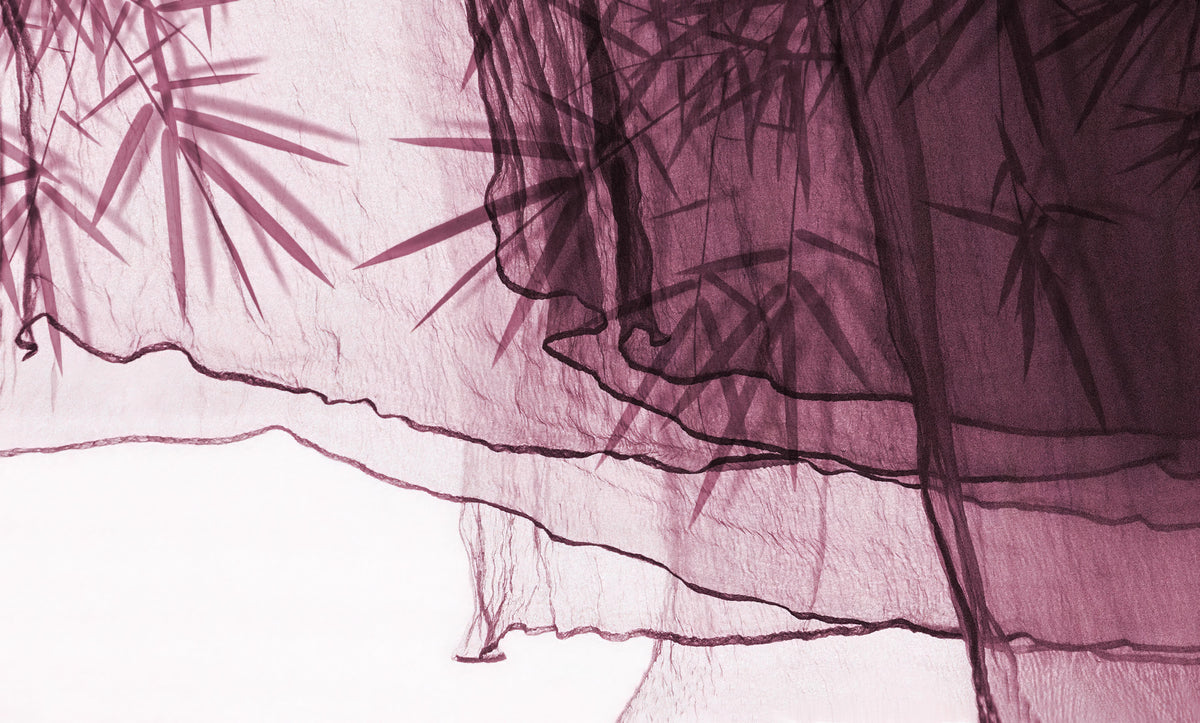 Plum Bamboo Shadow Botanical Wallpaper in your room — zoomed