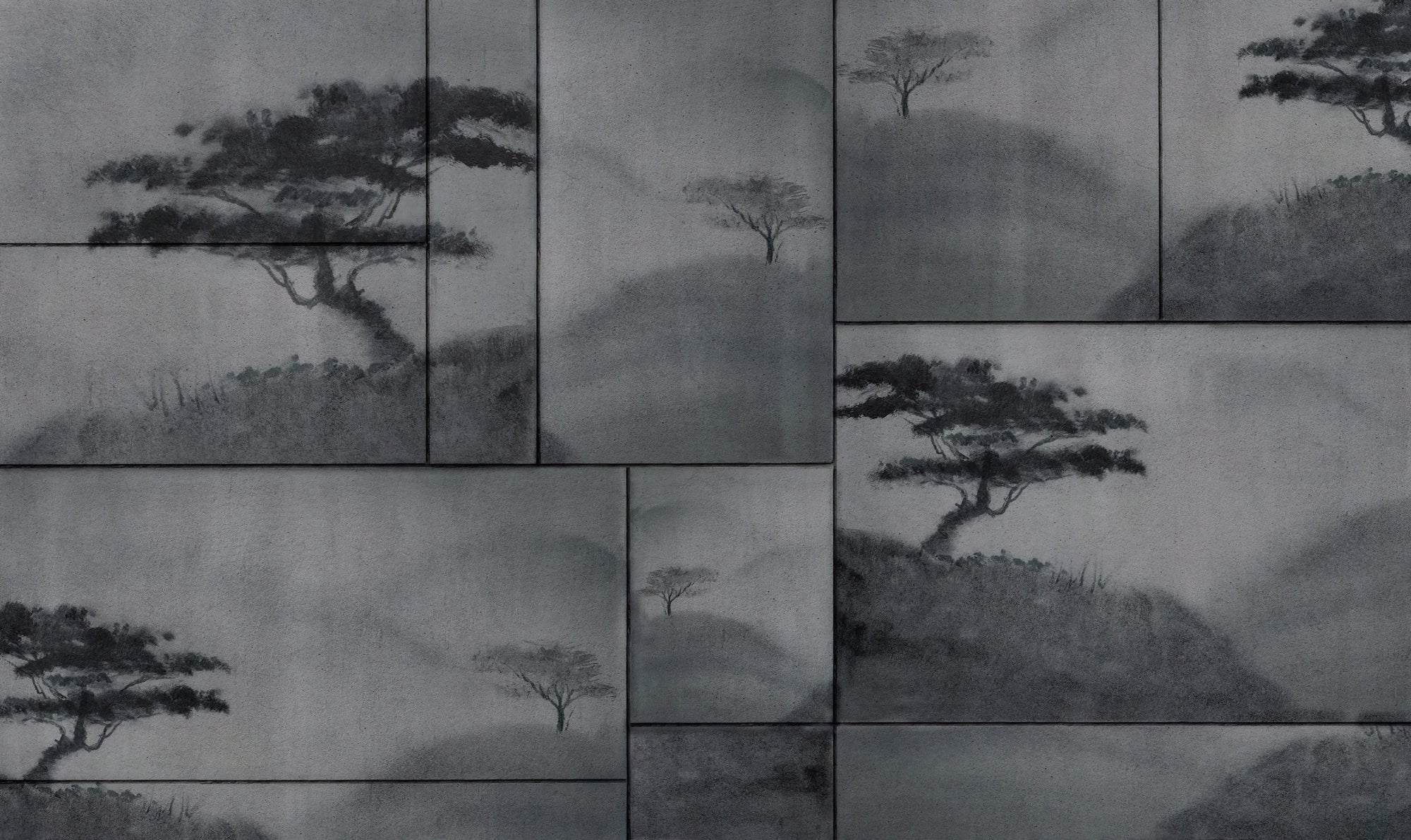 Mystic Grey Watercolor Landscape Wallpaper-B789