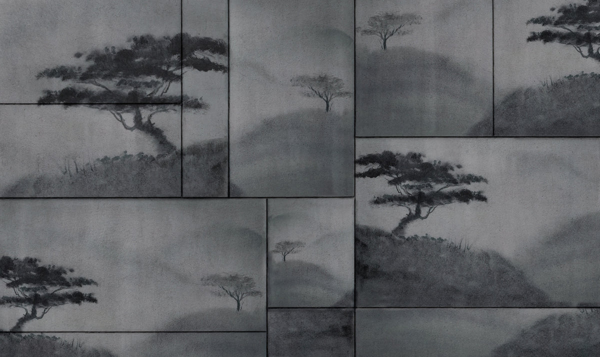 Mystic Grey Watercolor Landscape Wallpaper-B789 in your room — zoomed