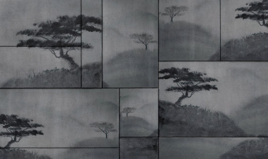 Mystic Grey Watercolor Landscape Wallpaper-B789
