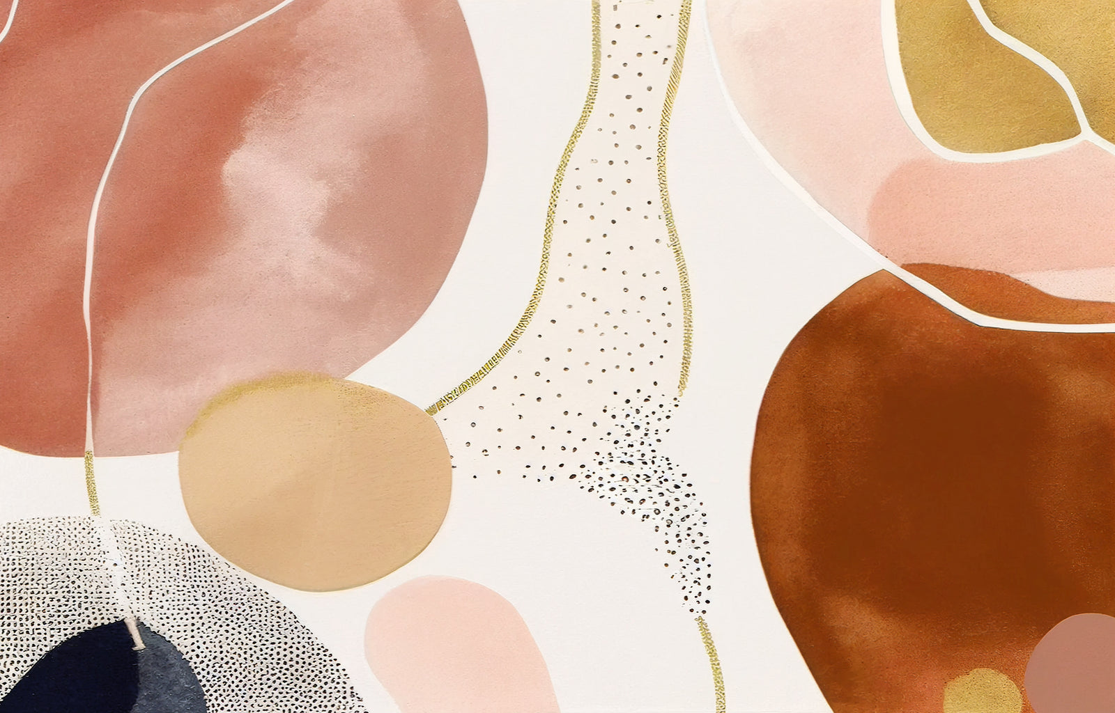 Abstract Gold and Pink Artistic Wall Mural