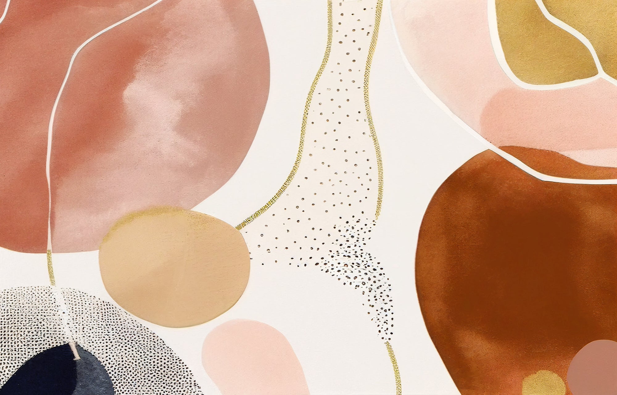 Abstract Gold and Pink Artistic Wall Mural