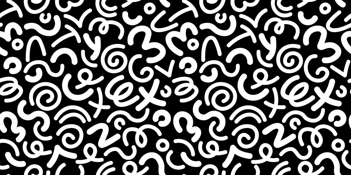 Black and White Abstract Doodle Wallpaper in your room — zoomed