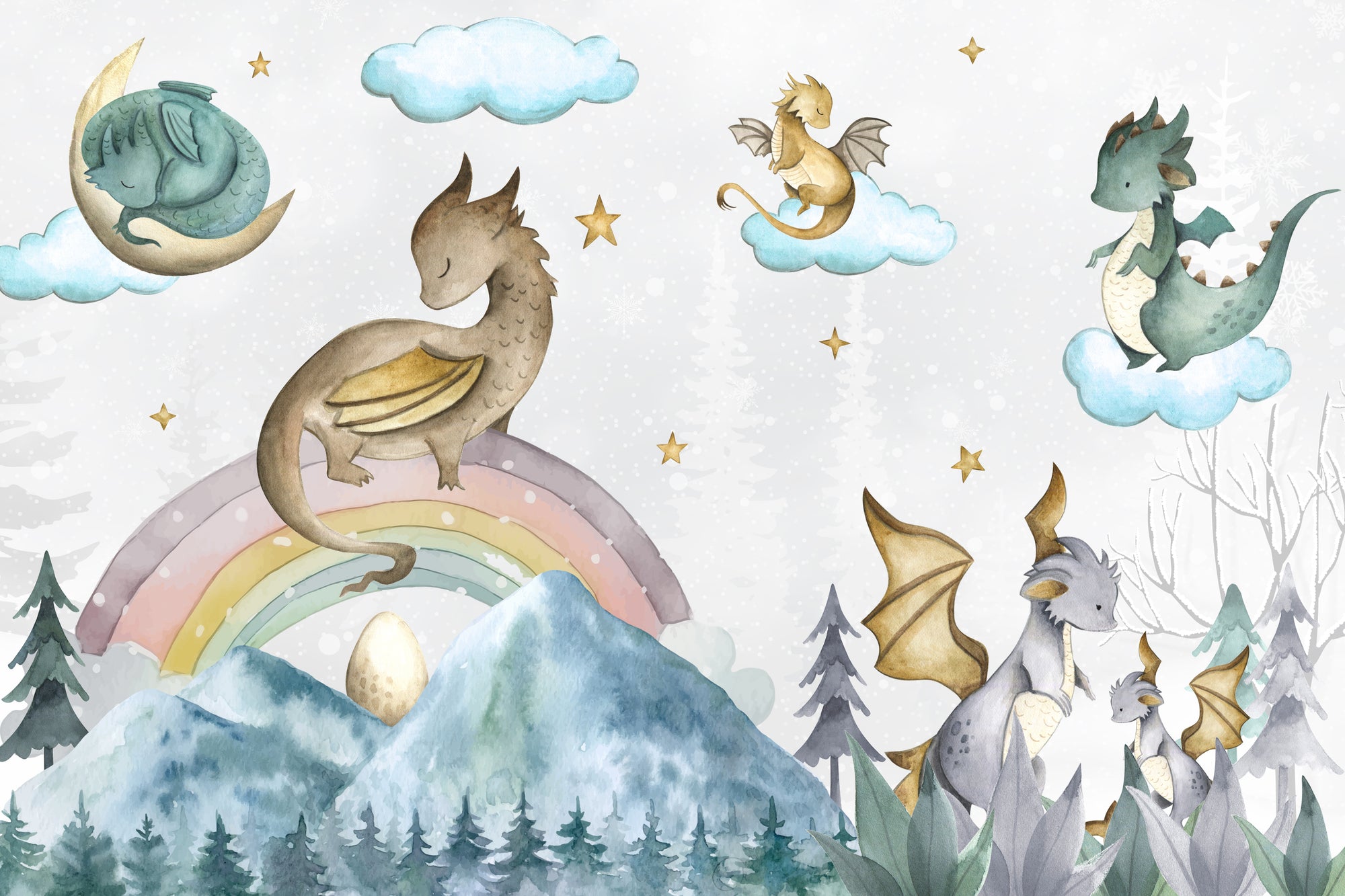 Dreamy Dragon Tales Wallpaper mural