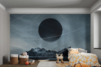 Starry sky over rugged mountains




