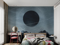 Night mountain scene with stars
