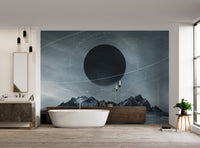 Cosmic mountain wallpaper at night
