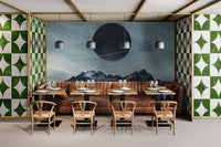 Dark galaxy over mountain peaks
