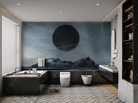 Night mountain scene with stars
