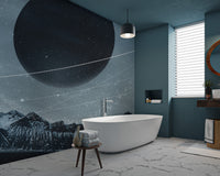 Space and mountain landscape wallpaper
