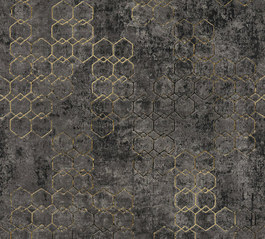Geometric Gold Concrete Wallpaper